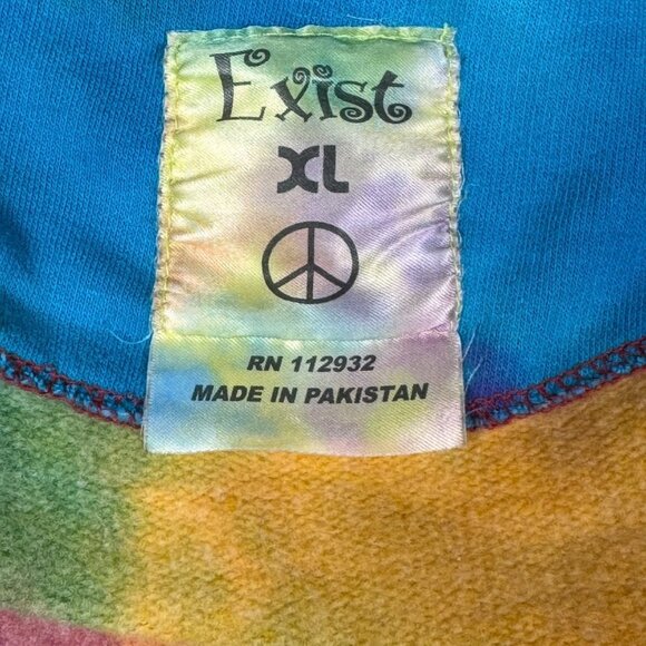 Exist Womens Psychedelic Hoodie SZ XL Multi Cotton Brights Hippie Oversized - Picture 3 of 7
